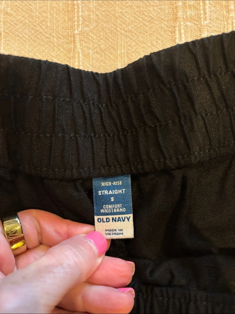 Old Navy Black Straight Leg Linen Pants Size Small